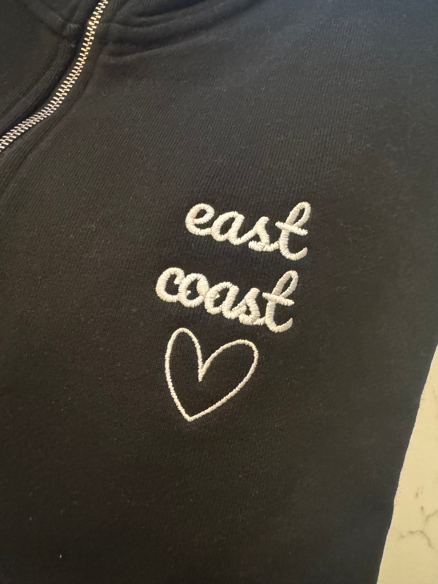 East Coast Love Embroidered Quarter Zip Sweatshirt NEW!