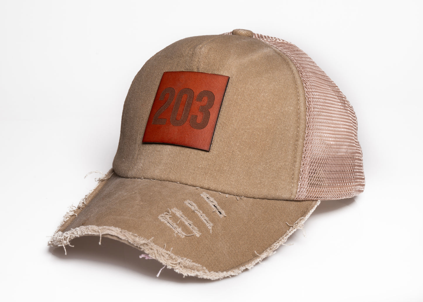 203 Leather Patch Distressed Hat