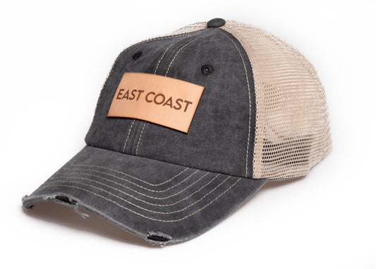 East Coast Leather Patch Hat in Faded Black