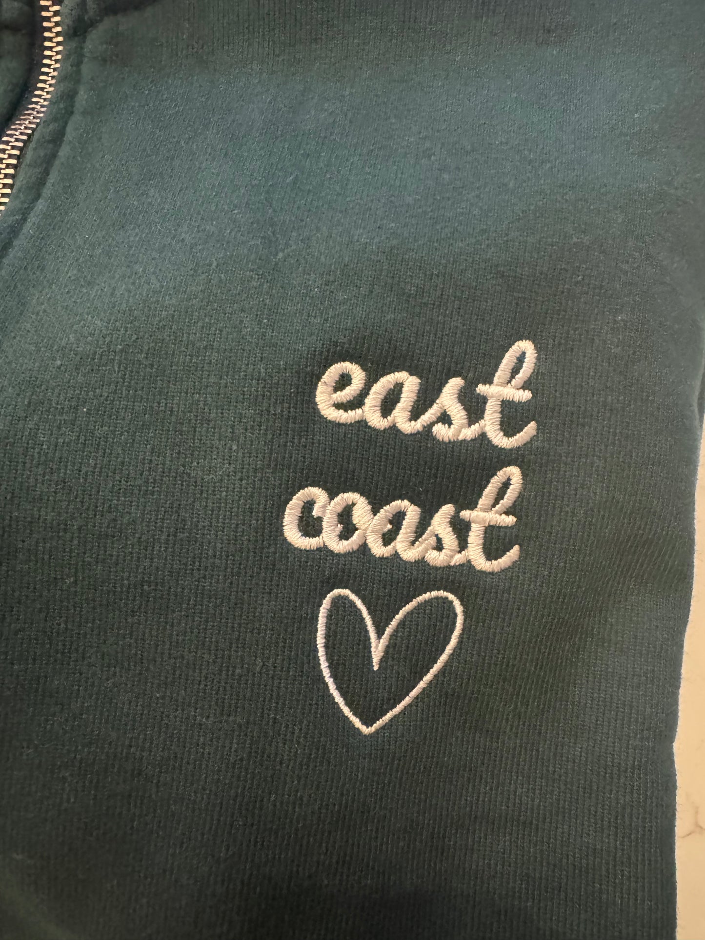 East Coast Love Embroidered Quarter Zip Sweatshirt NEW!