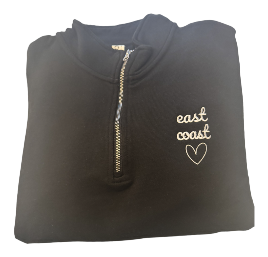 East Coast Love Embroidered Quarter Zip Sweatshirt NEW!