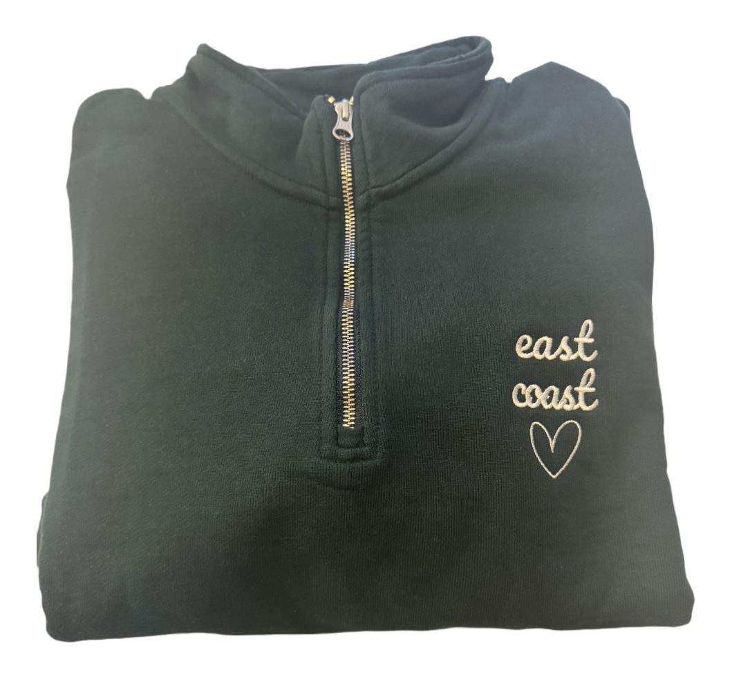 East Coast Love Embroidered Quarter Zip Sweatshirt NEW!