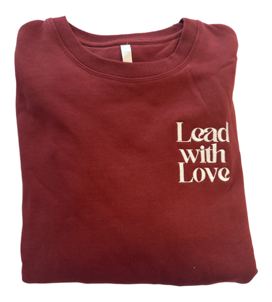 Lead with Love Embroidered Crewneck Sweatshirt NEW!